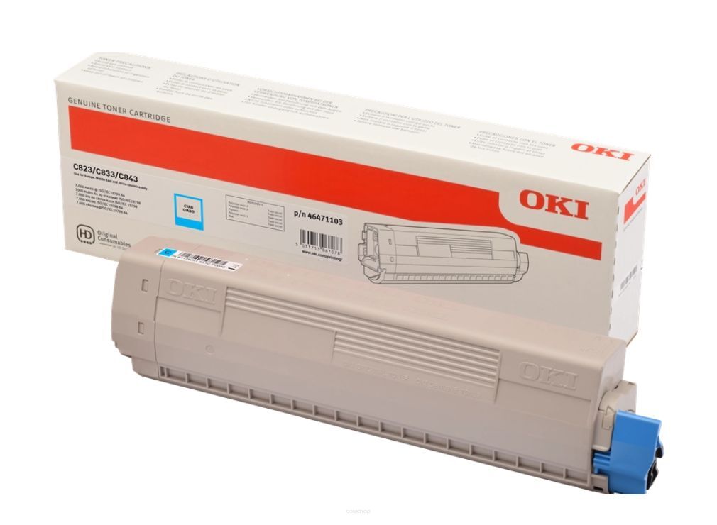 Toner OKI C823 C833 C843 Cyan 7k 46471103