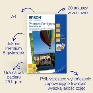 Papier Epson C13S041332 Semigloss Photo A4 20 ark. 250 g/m2 - 3